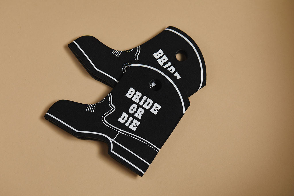 Bride or Die Cowboy Boot Can Coolers