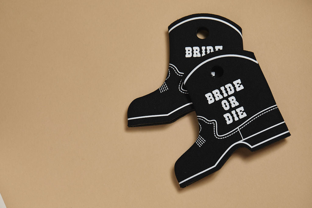 Bride or Die Cowboy Boot Can Coolers