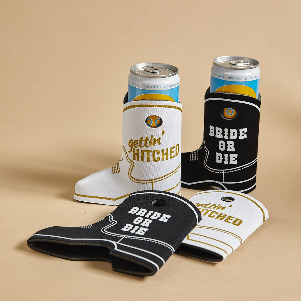 Gettin' Hitched Cowboy Boot Can Coolers